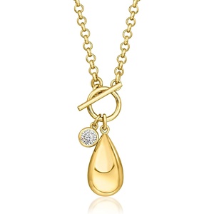image:imageRossSimons 14kt Yellow GoldPlated Teardrop Toggle Necklace With 80 Carat Cz 18 inches