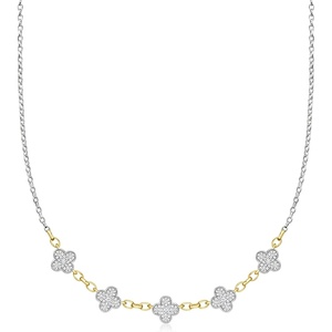 image:imageRossSimons Charles Garnier Trefle 80 ct tw CZ Clover Station Necklace in Sterling Silver With 18kt Gold Over Sterling 17 inches