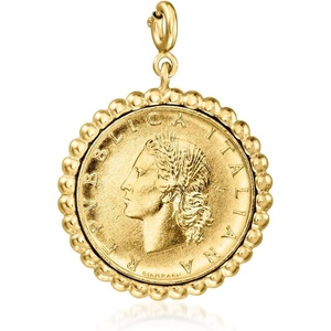 image:imageRossSimons Italian 18kt Gold Over Sterling BeadedEdge Genuine Lira Coin Charm