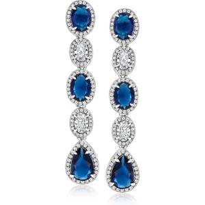 image:imageRossSimons Italian 800 ct tw Simulated Sapphire and 300 ct tw CZ Drop Earrings in Sterling Silver