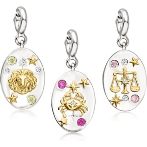 image:imageRossSimons Libra  Sterling Silver and 18kt Gold Over Sterling Zodiac Charm With Pink Tourmaline and 10 ct tw White Topaz