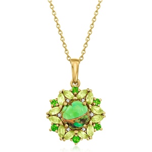image:imageRossSimons Green Turquoise and 100 ct tw MultiGemstone Pendant Necklace With White Zircon in 18kt Gold Over Sterling 18 inches