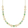 image:imageRossSimons Opal and 455mm Cultured Pearl Necklace With 240 ct tw Emeralds and 200 ct tw Swiss Blue Topaz in 18kt Gold Over Sterling 18 inches
