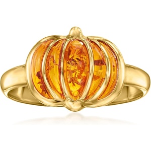 image:imageRossSimons Amber Pumpkin Ring in 18kt Gold Over SterlingAmber